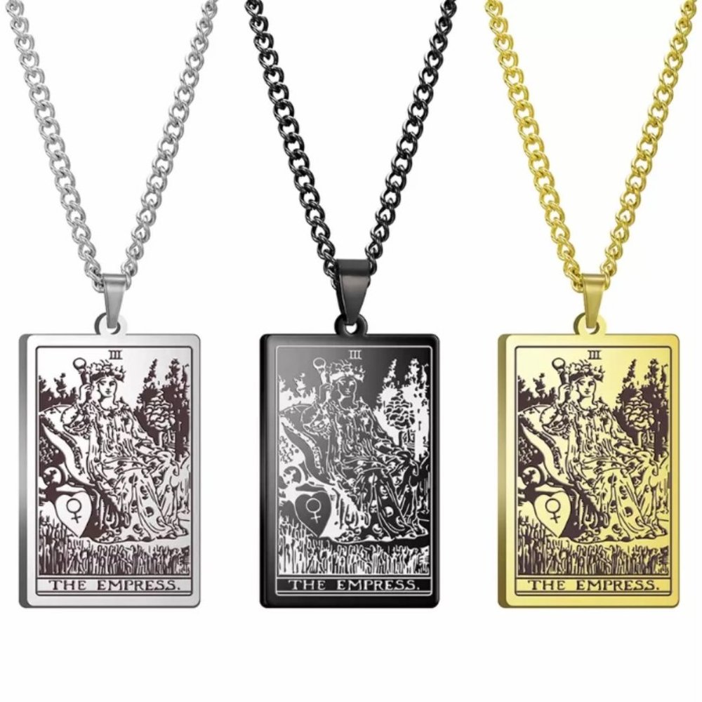 The Empress Stainless Steel Tarot Card Necklace